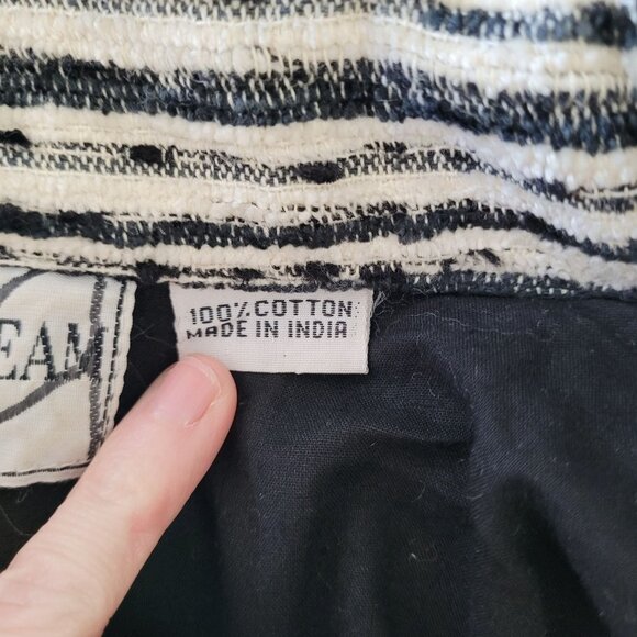 Silver stream womens small black white stripe dot tweed fringe button up jacket - Picture 5 of 11